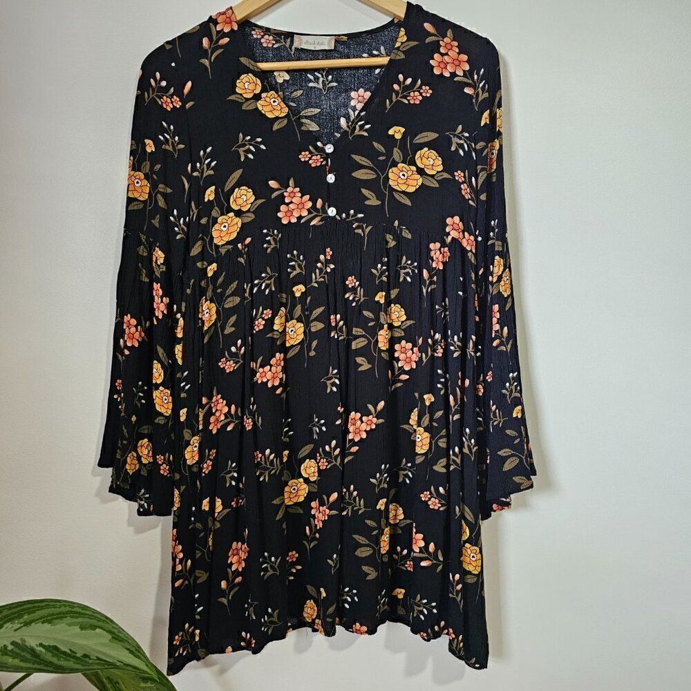 NEVER WORN ALTAR'D STATE FLORAL BELL SLEEVES BOHO BABYDOLL STYLE SHORT DRESS SM